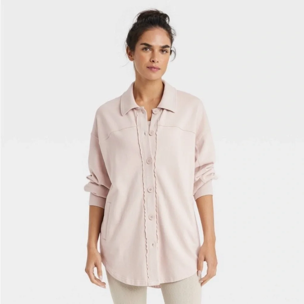 Women's French Terry Button Down Shacket
- JoyLab™ Ivory new - Picture 3 of 8